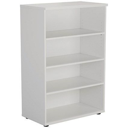 Jemini Medium Wooden Bookcase, 3 Shelves, 1200mm High, White