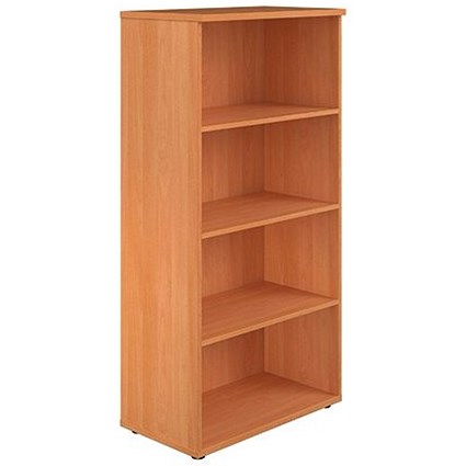 Jemini Tall Wooden Bookcase, 4 Shelves, 1600mm High, Beech