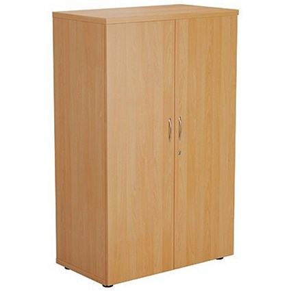 Jemini Tall Wooden Cupboard, 4 Shelves, 1600mm High, Beech