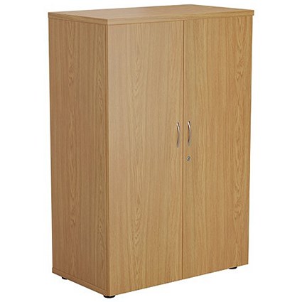 Jemini Tall Wooden Cupboard, 4 Shelves, 1600mm High, Oak