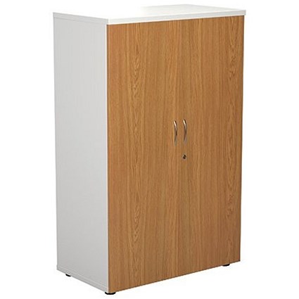 Jemini Two-Tone Tall Cupboard, 4 Shelves, 1600mm High, Oak and White