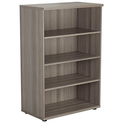 Jemini Tall Wooden Bookcase, 4 Shelves, 1600mm High, Grey Oak