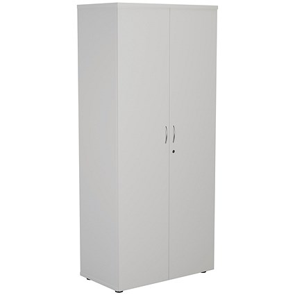 Jemini Tall Wooden Cupboard, 4 Shelves, 1800mm High, White