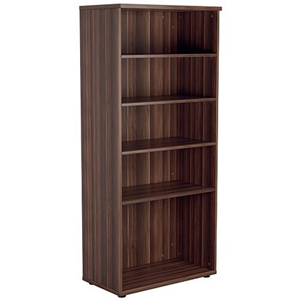 Jemini Tall Wooden Bookcase, 4 Shelves, 1800mm High, Walnut