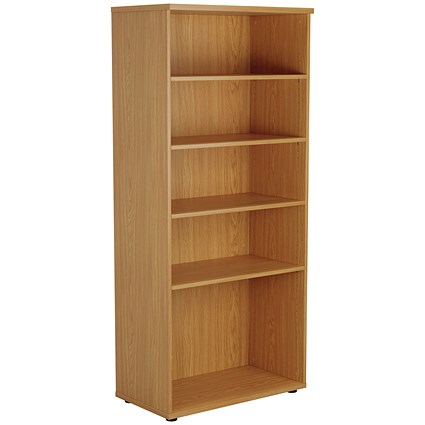 Jemini Tall Wooden Bookcase, 4 Shelves, 1800mm High, Oak