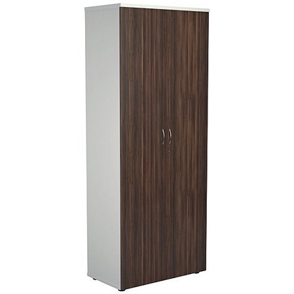 Jemini Two-Tone Extra Tall Cupboard, 4 Shelves, 2000mm High, Walnut and White