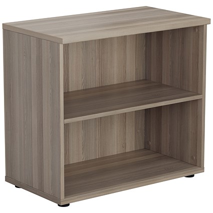 Jemini Desk High Wooden Bookcase, 1 Shelf, 730mm High, Grey Oak