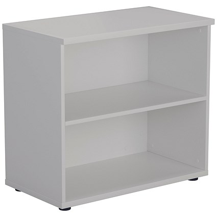 Jemini Desk High Wooden Bookcase, 1 Shelf, 730mm High, White