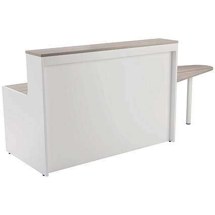 Jemini Two-Tone Reception Unit with Extension, 1600x800x740mm, Grey Oak & White