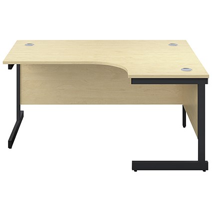 Jemini 1800mm Corner Desk, Right Hand, Black Single Upright Cantilever Legs, Maple