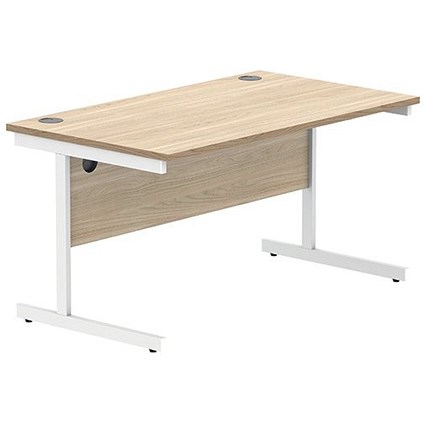 Polaris 1600mm Rectangular Desk, White Cantilever Leg, Oak