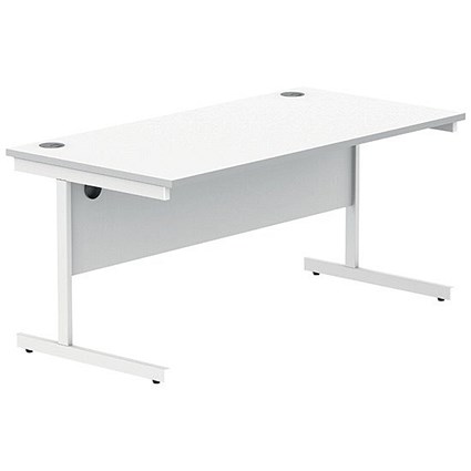 Polaris 1600mm Rectangular Desk, White Cantilever Leg, White