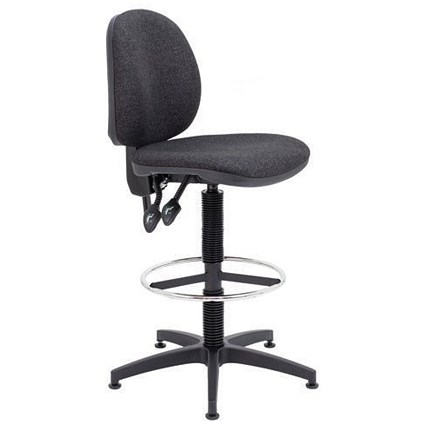 Jemini Medium Back High Rise Operator Chair, Fixed Draughtsman, Charcoal