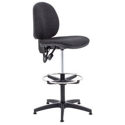 Jemini Medium Back High Rise Operator Chair, Adjustable Draughtsman, Charcoal