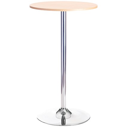 Jemini Round Bistro Trumpet Base Table, 600mm Diameter, 1045mm High, Beech