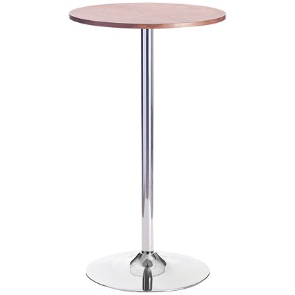 Jemini Round Bistro Trumpet Base Table, 600mm Diameter, 1045mm High, Walnut