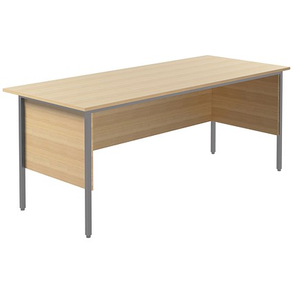 Serrion 1800mm Rectangular Desk, Silver Straight Legs, Oak