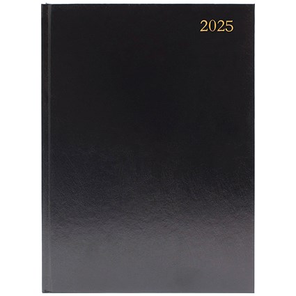 Q-Connect A4 Appointment Desk Diary, Day Per Page, Black, 2025