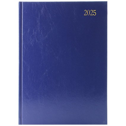 Q-Connect A4 Desk Diary, 2 Days Per Page, Blue, 2025