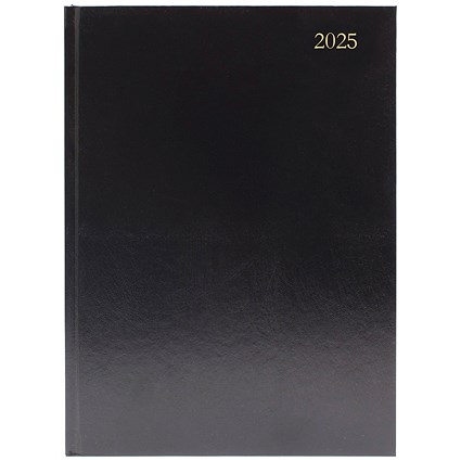 Q-Connect A5 Appointment Desk Diary, Day Per Page, Black, 2025