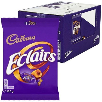 Cadbury Chocolate Eclairs, 130g Bag, Pack of 12