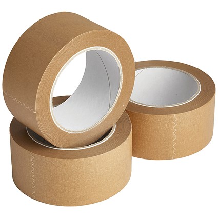 Everyday Self Adhesive Paper Tape, Buff, 48mmx50m, Pack of 6