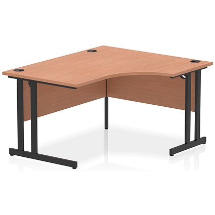 Impulse 1400mm Corner Desk, Right Hand, Black Cantilever Leg, Beech