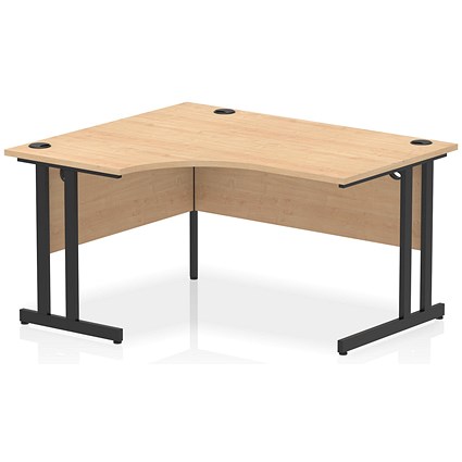 Impulse 1400mm Corner Desk, Left Hand, Black Cantilever Leg, Maple