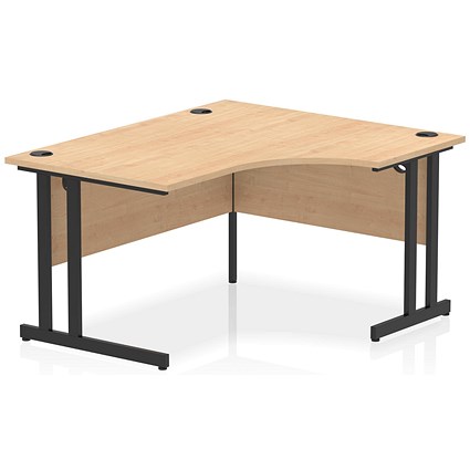 Impulse 1400mm Corner Desk, Right Hand, Black Cantilever Leg, Maple