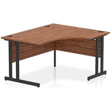 Impulse 1400mm Corner Desk, Right Hand, Black Cantilever Leg, Walnut