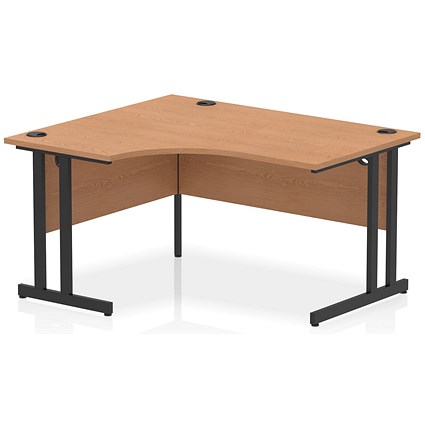 Impulse 1400mm Corner Desk, Left Hand, Black Cantilever Leg, Oak