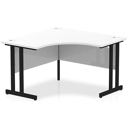 Impulse 1200mm Corner Desk, Black Cantilever Leg, White