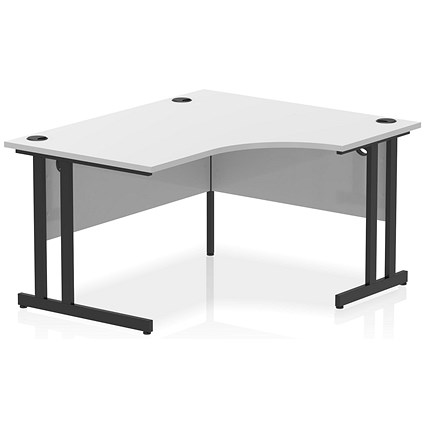 Impulse 1400mm Corner Desk, Right Hand, Black Cantilever Leg, White