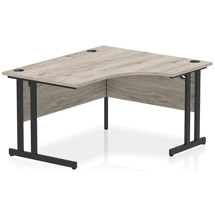 Impulse 1400mm Corner Desk, Right Hand, Black Cantilever Leg, Grey Oak