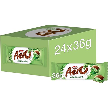 Nestle Aero Bubbly Peppermint Chocolate Bar, 36g, Pack of 24