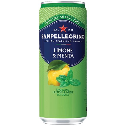 San Pellegrino Sparkling Lemon & Mint, 24x330ml Cans