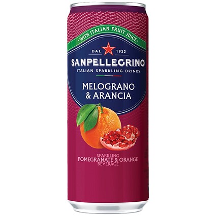 San Pellegrino Sparkling Pomegranate & Orange, 24x330ml Cans