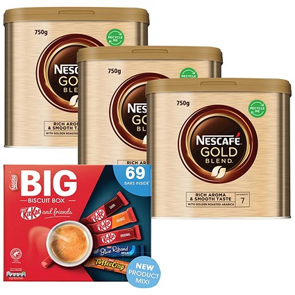 Nescafe Gold Blend Instant Coffee, 750g - Buy 3 Get Nestle Big Biscuit Box Assortment Free