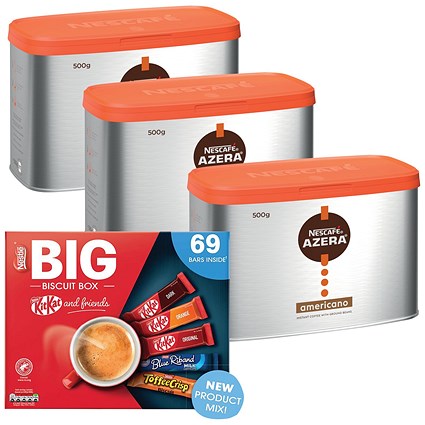 Nescafe Azera Americano Instant Coffee, 500g - Buy 3 Get Nestle Big Biscuit Box Assortment Free