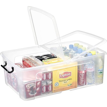 Strata Smart Box With Clip-On Folding Lid, 50 Litres, Clear