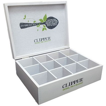 Clipper 12 Compartment Wooden Display Box, White