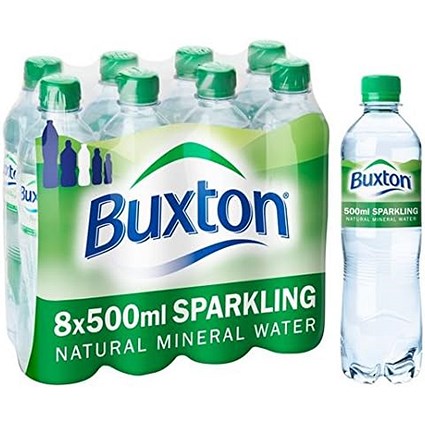 Buxton Sparkling Water, Plastic Bottles, 500ml, Pack of 8