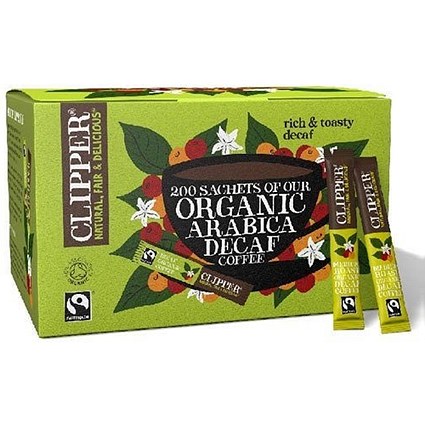 Clipper Fairtrade Organic Instant Freeze Dried Decaffeinated Individual Coffee Sticks, Pack of 200