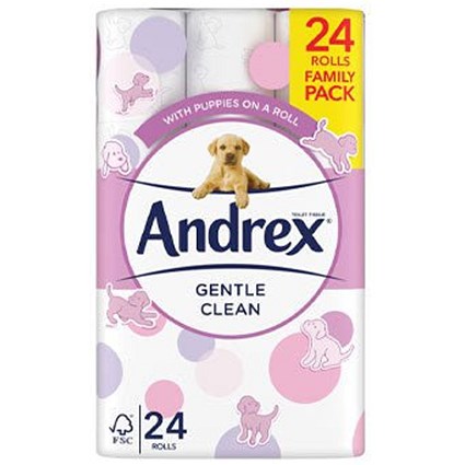 Andrex Puppies On A Roll Gentle Clean Toilet Paper, Pack of 24