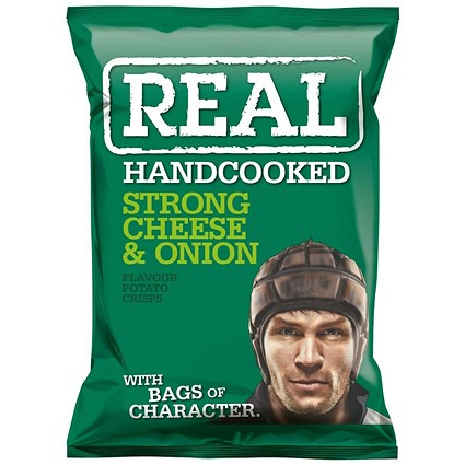 Real Crisps, Strong Cheese & Onion, 35g, Pack of 24