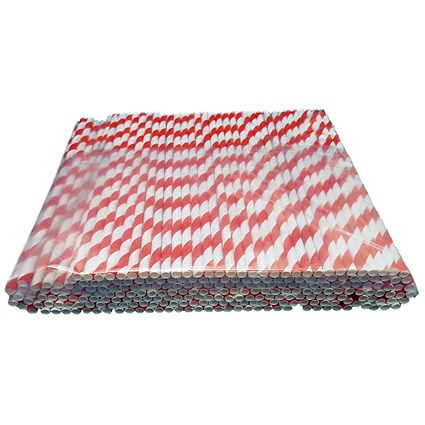 Belgravia Paper Stripey Straws, Red & White, Pack of 500