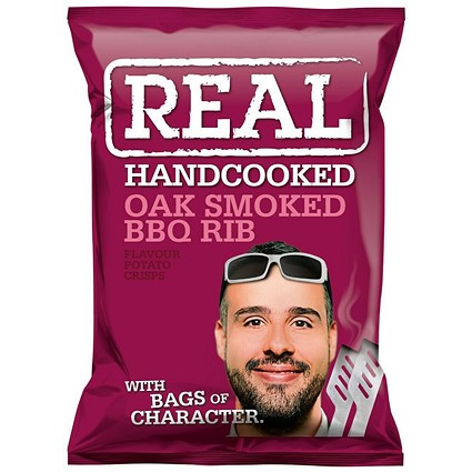 Real Crisps, Oak Smoked BBQ Rib, 35g, Pack of 24