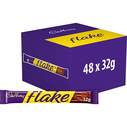 Cadbury Flake Chocolate Bars, 32g, Pack of 48