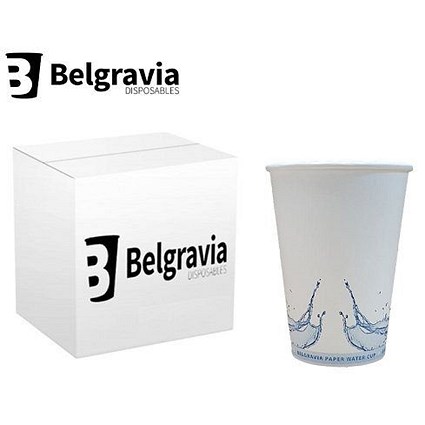 Belgravia Paper Water Cups, 199ml, White, Pack of 50