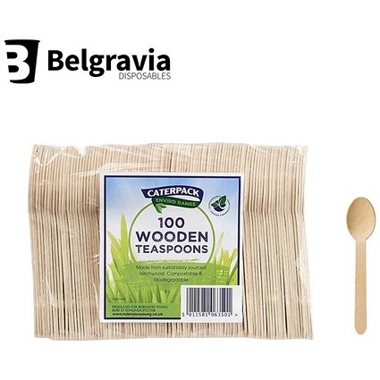 Belgravia CaterPack Wooden Tea Spoons, Pack of 100